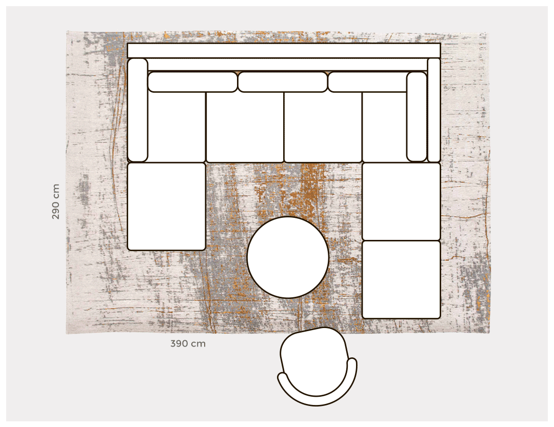 rug buying guide living room | sofas & long chaise fully on rug