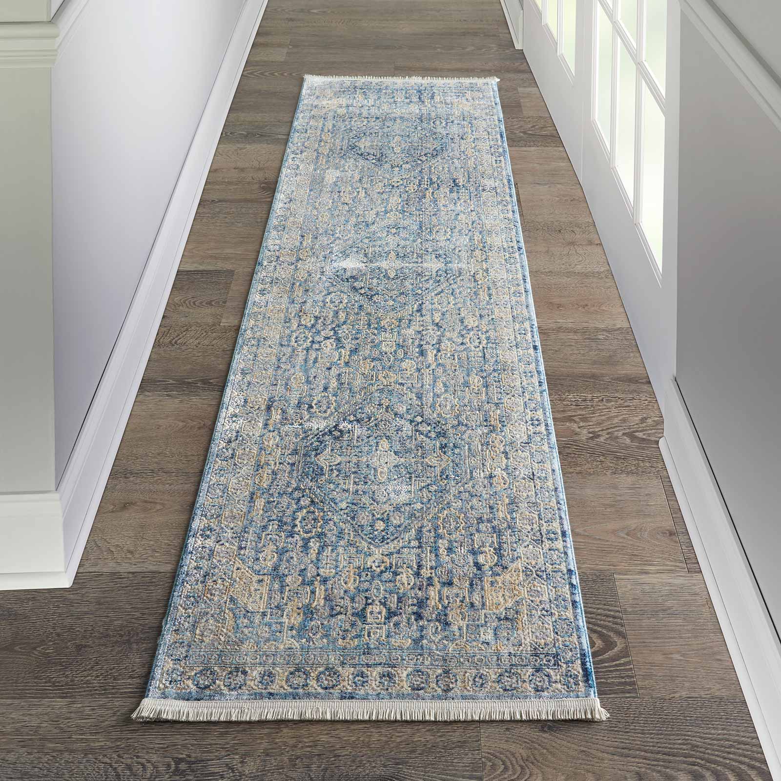 Nourison rug Lustrous Weave LUW02 BLUIV BLUE IVORY 2x8 099446752062 interior 1