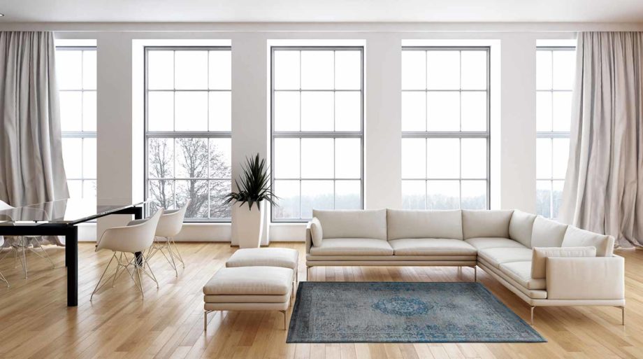 Louis De Poortere matta LX 8255 Fading World Medaillon Grey Turquoise interior